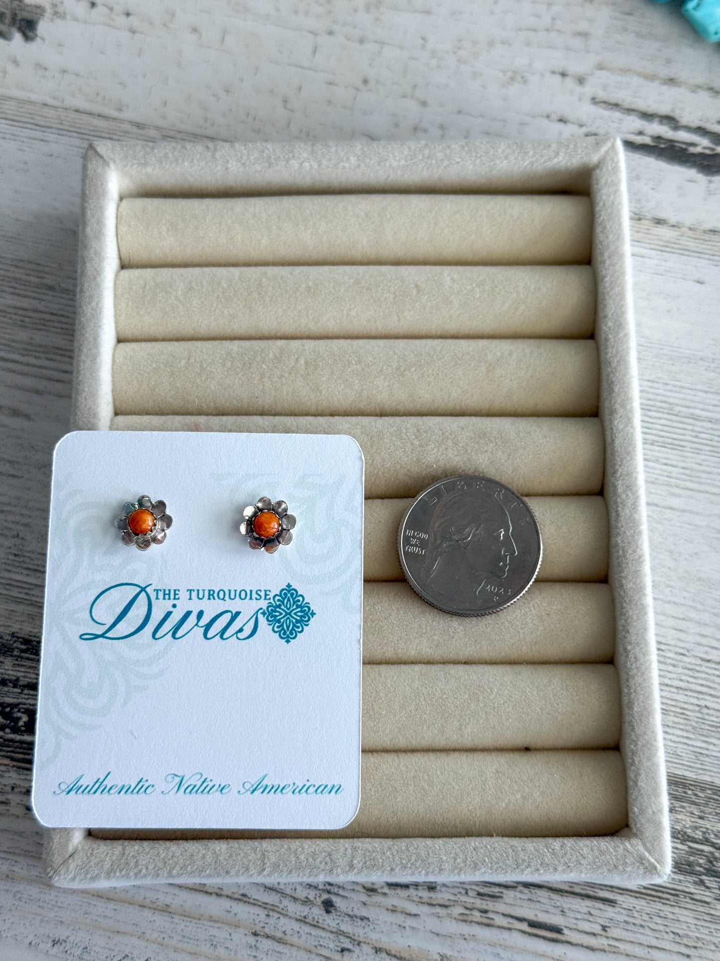 Native American Orange Spiny Studs