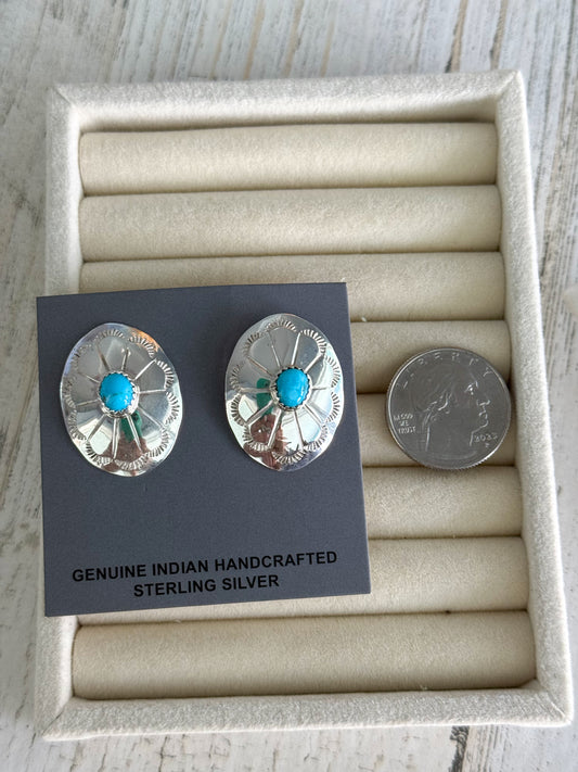 Native American Turquoise Concho Earrings