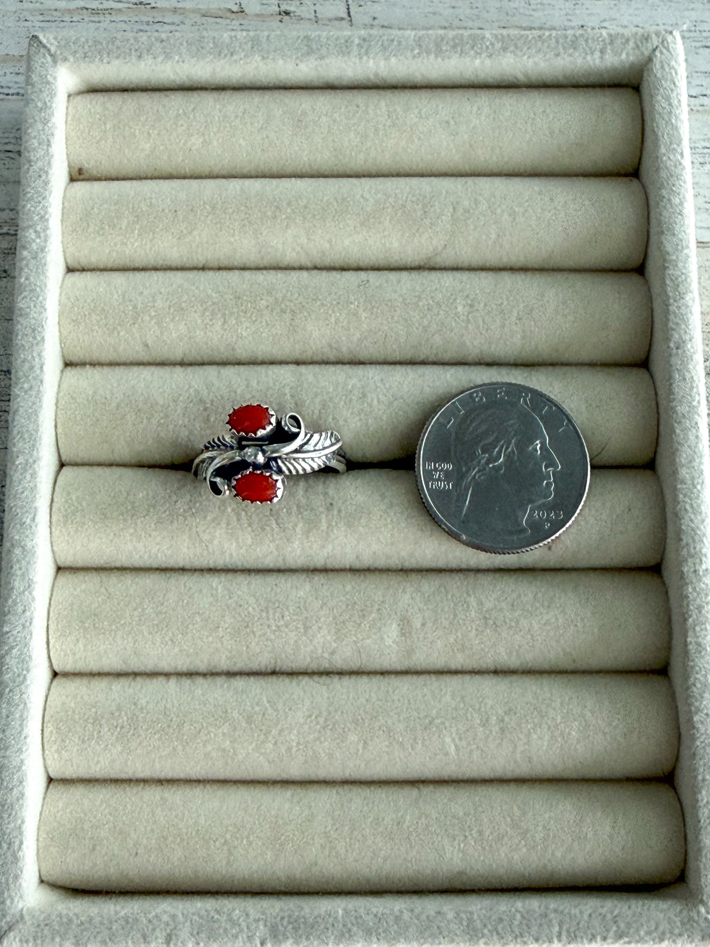 Native American Coral Ring 8