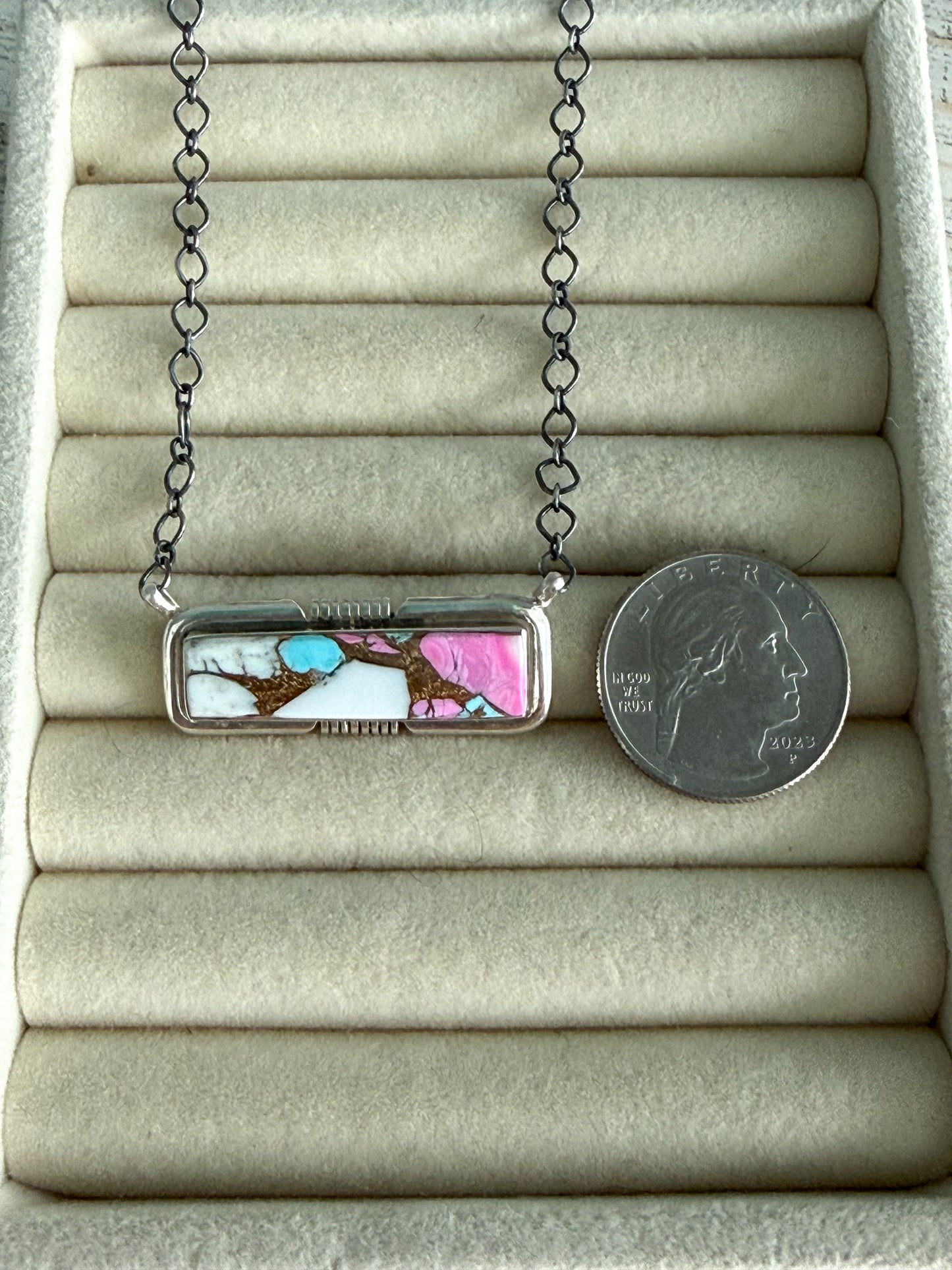 Native American Cotton Candy Bar Necklace 18"