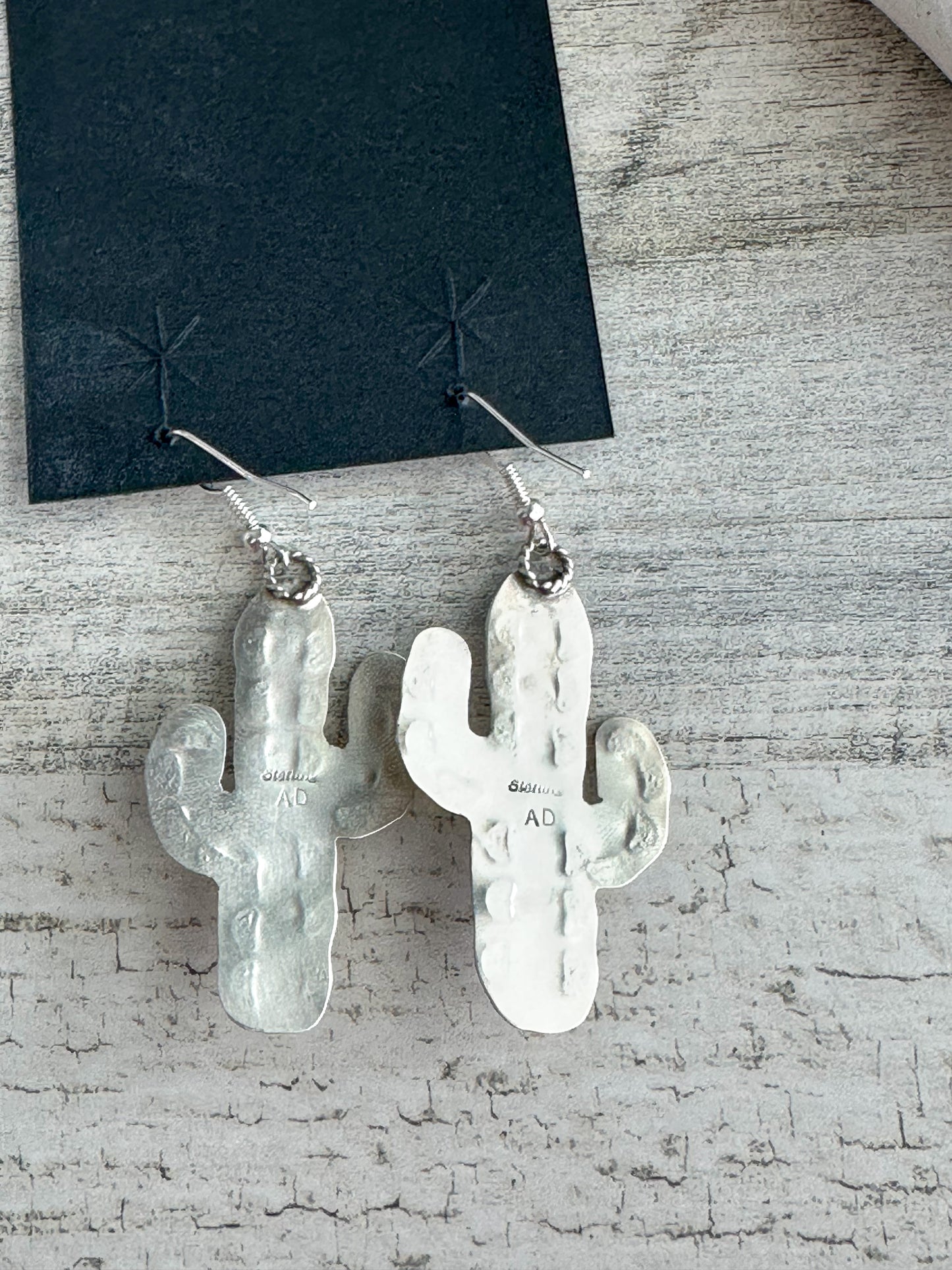 Native Made Sterling & Turquoise Cactus Earrings