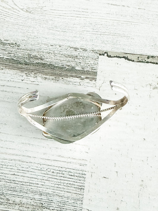 Native American Turquoise Carved Bear Cuff 6.5"