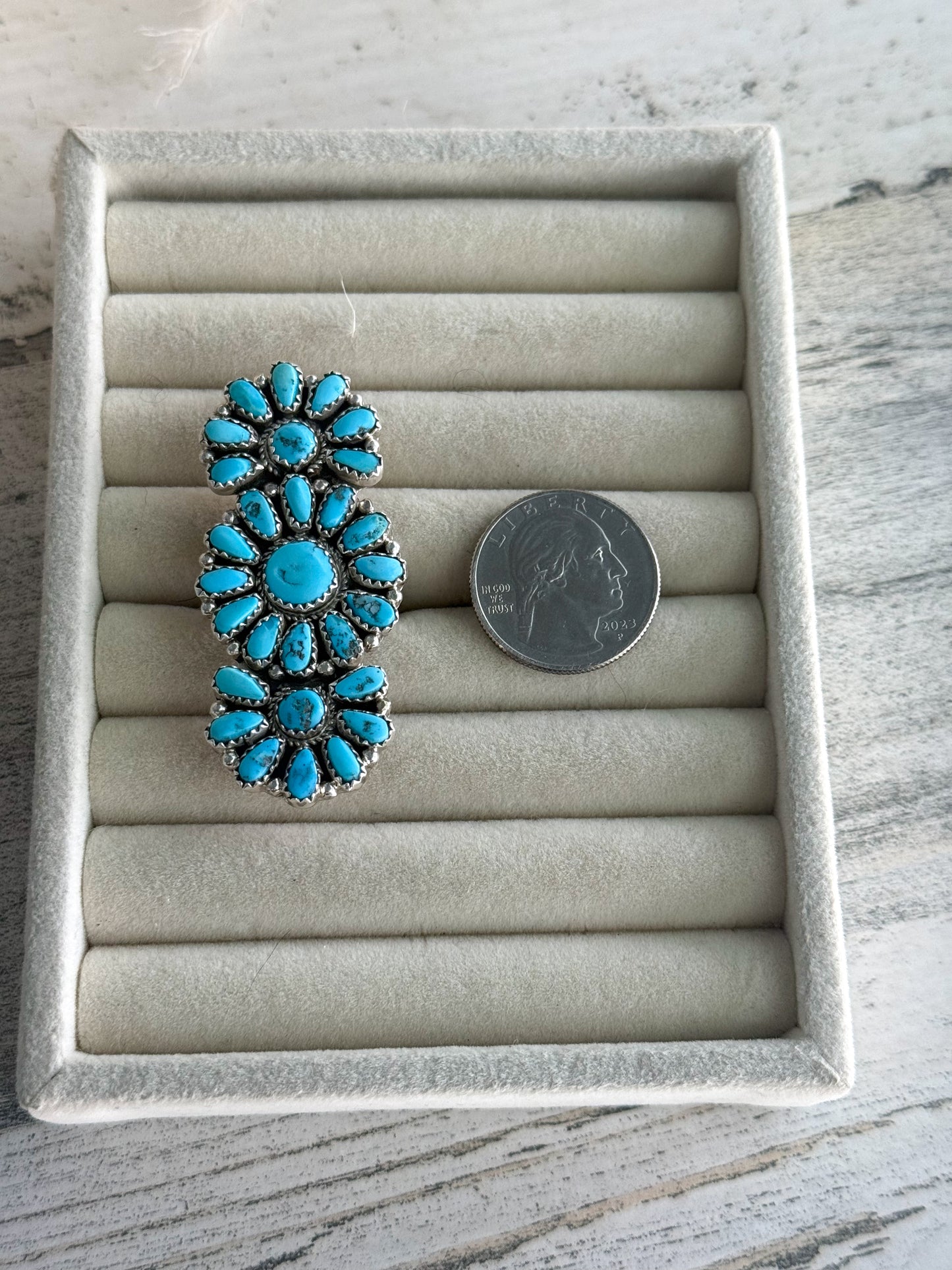 Native American Turquoise Cluster Ring 8