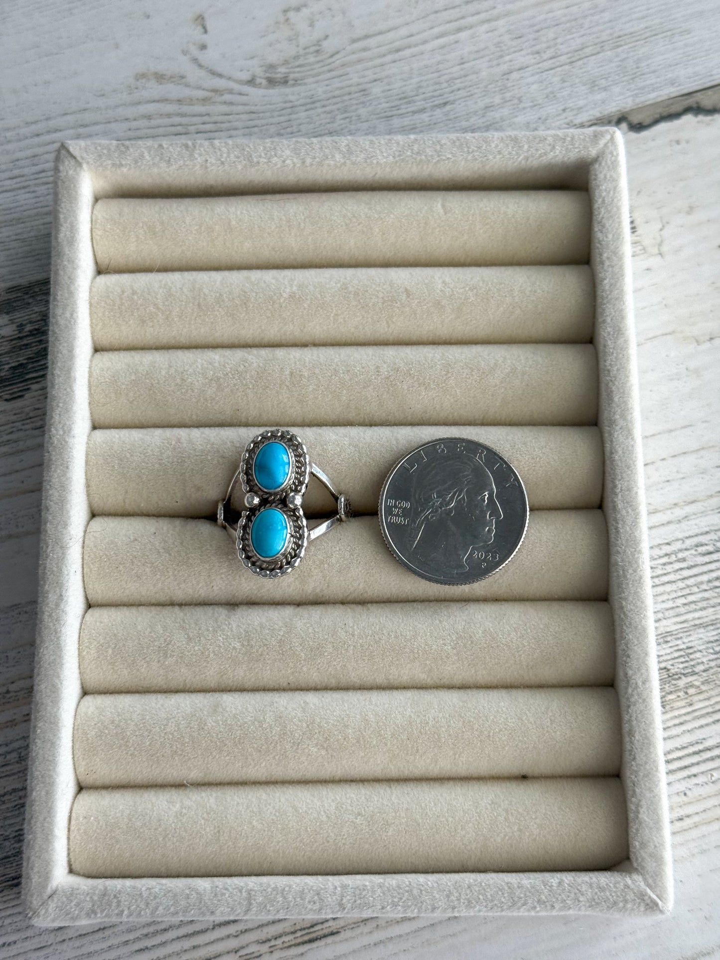 Native American Double Turquoise Ring 7.5