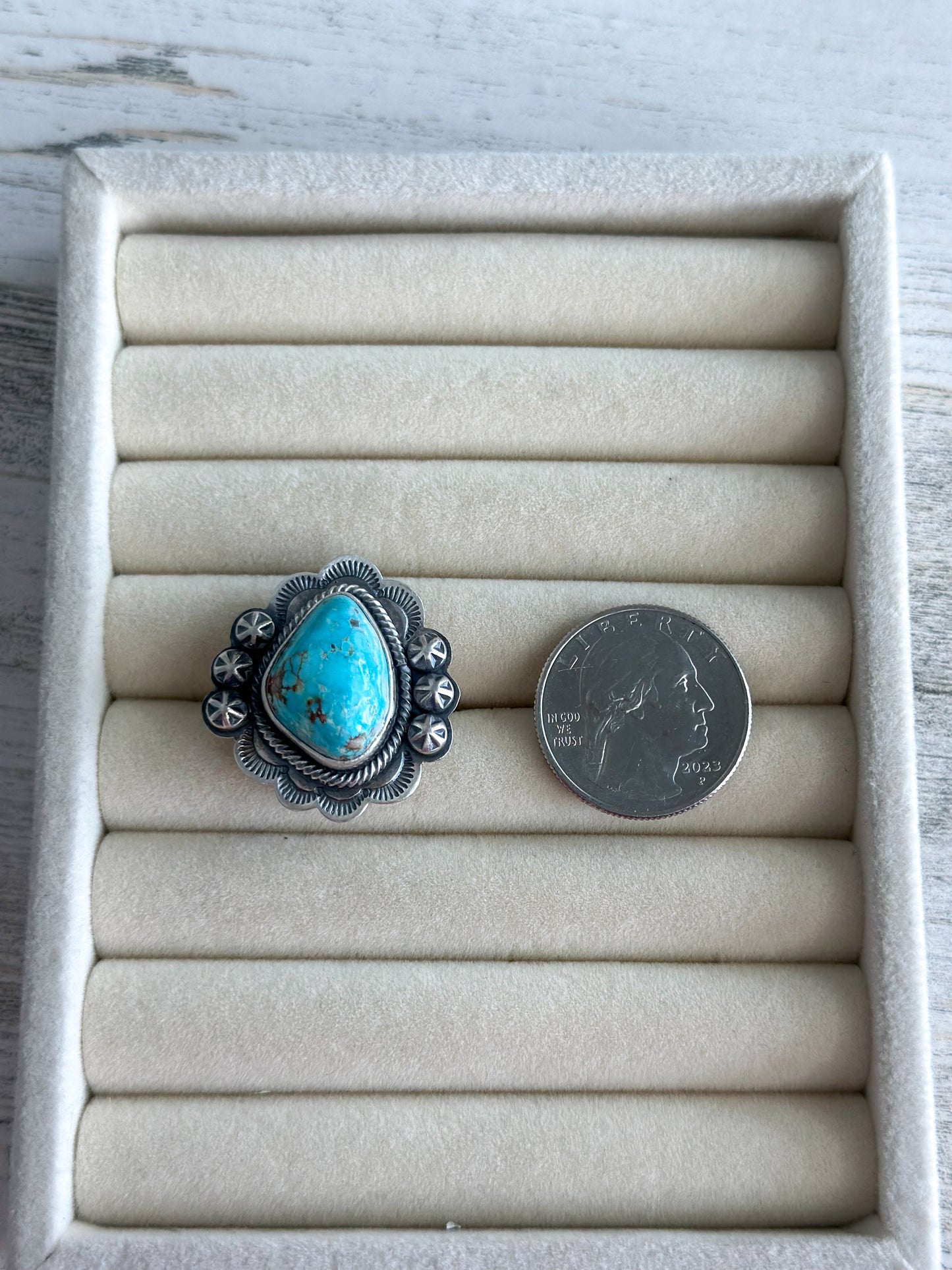 Native Made Fox Turquoise Ring Size 9