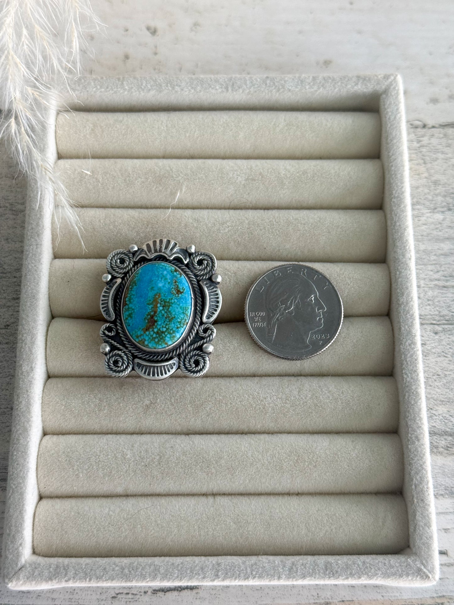 Native American Kingman Turquoise Ring 8