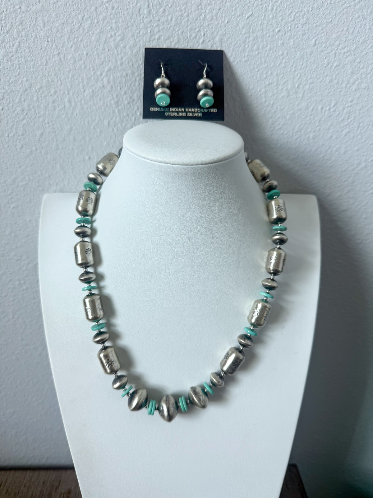 Native American Navajo Pearls 20" & Turquoise Set