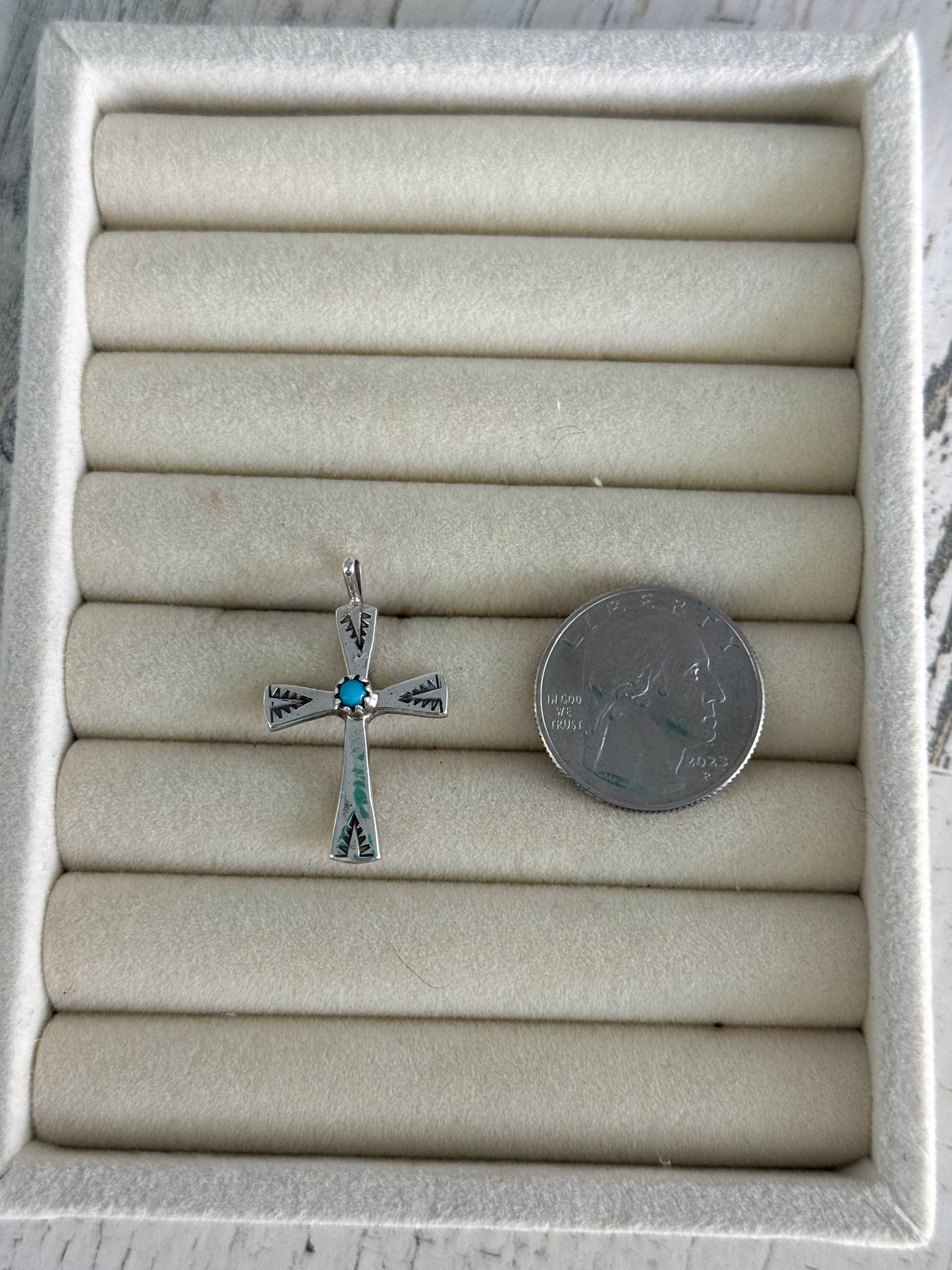 Native American Sterling/Turquoise Cross Pendant