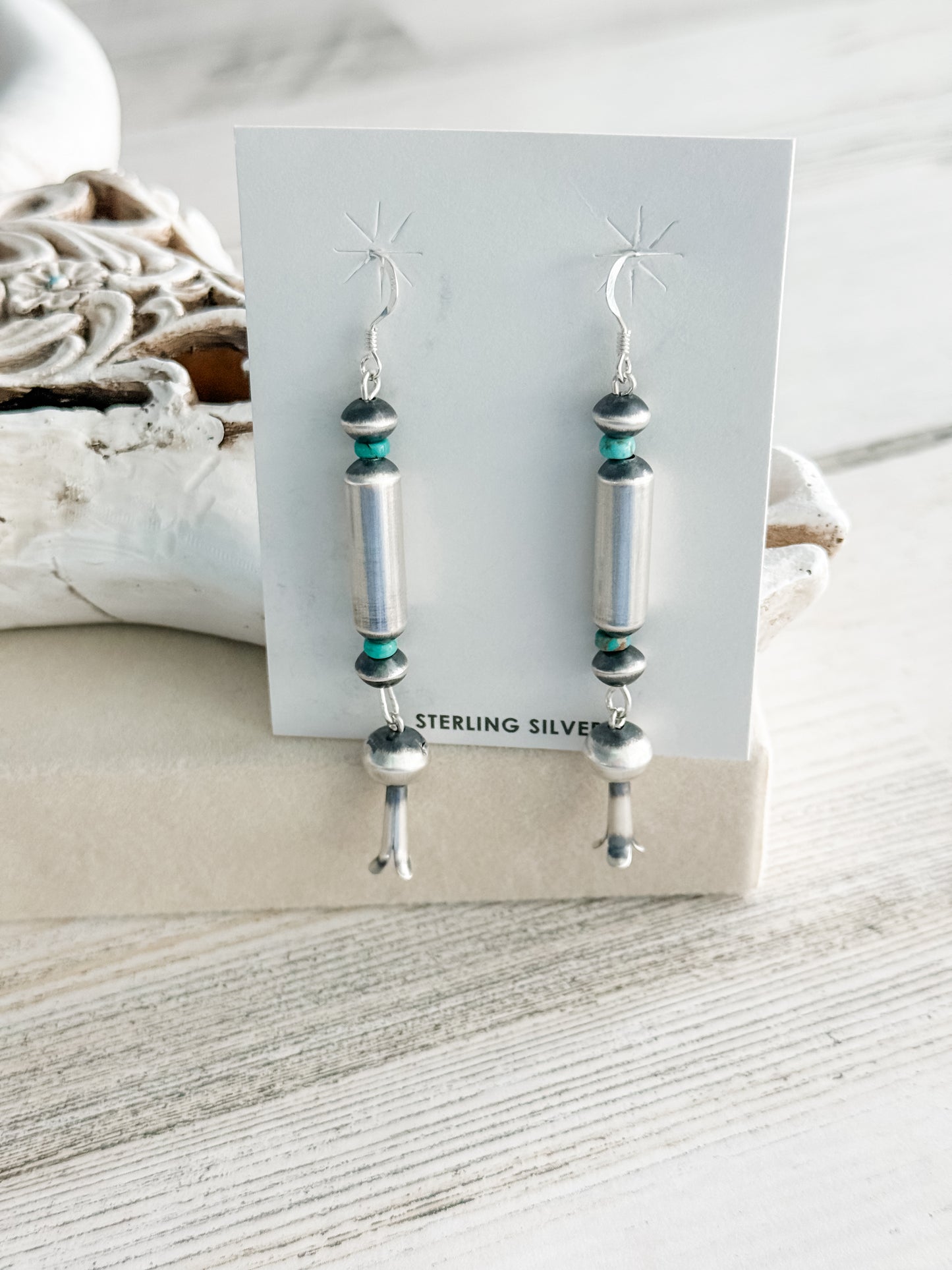 Native Made Navajo Pearl & Turquoise Earrings