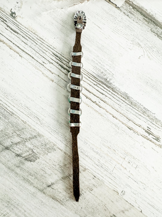 Native American Turquoise & Leather Bracelet