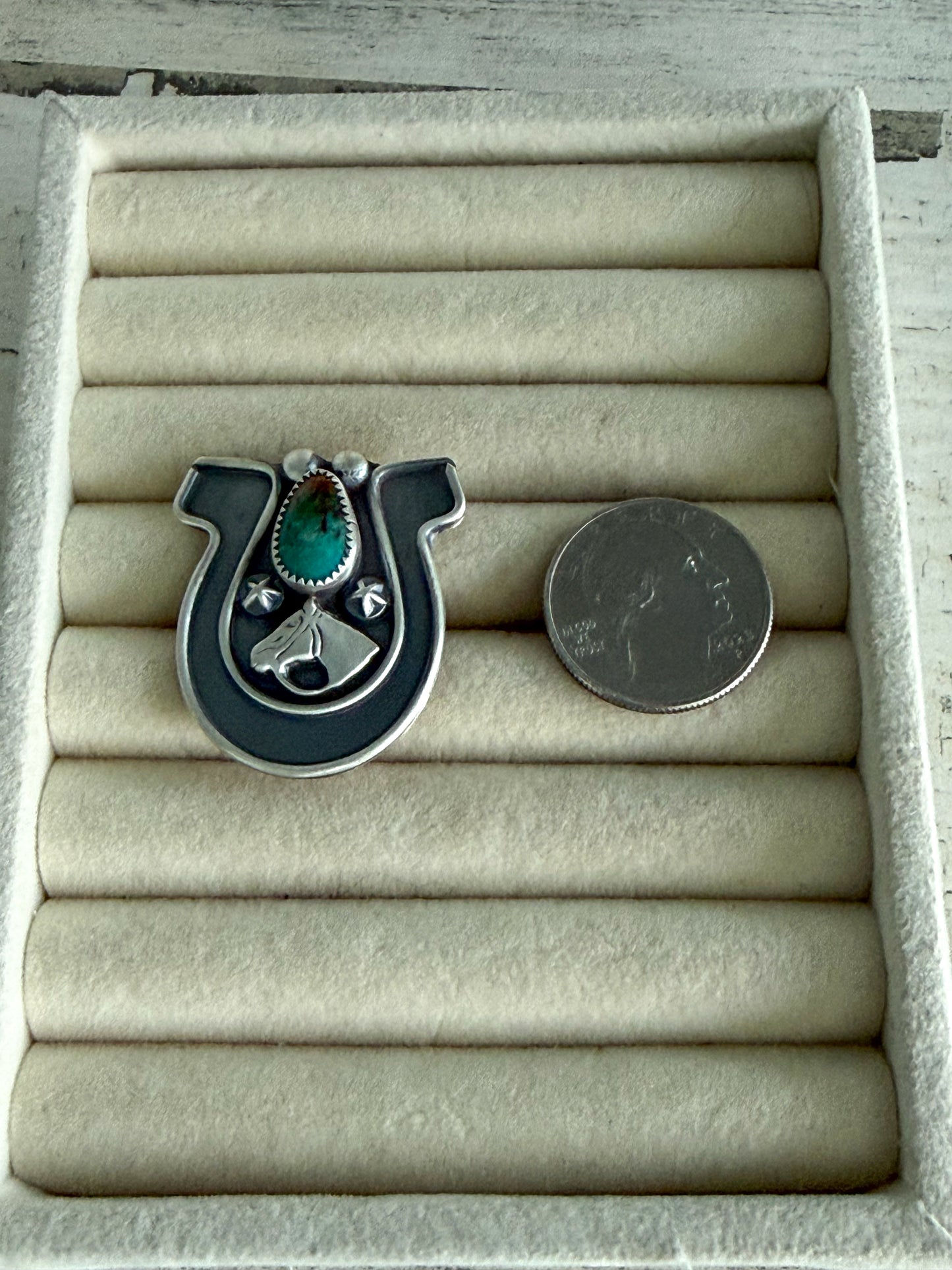 Native American Turquoise Horseshoe Ring 8