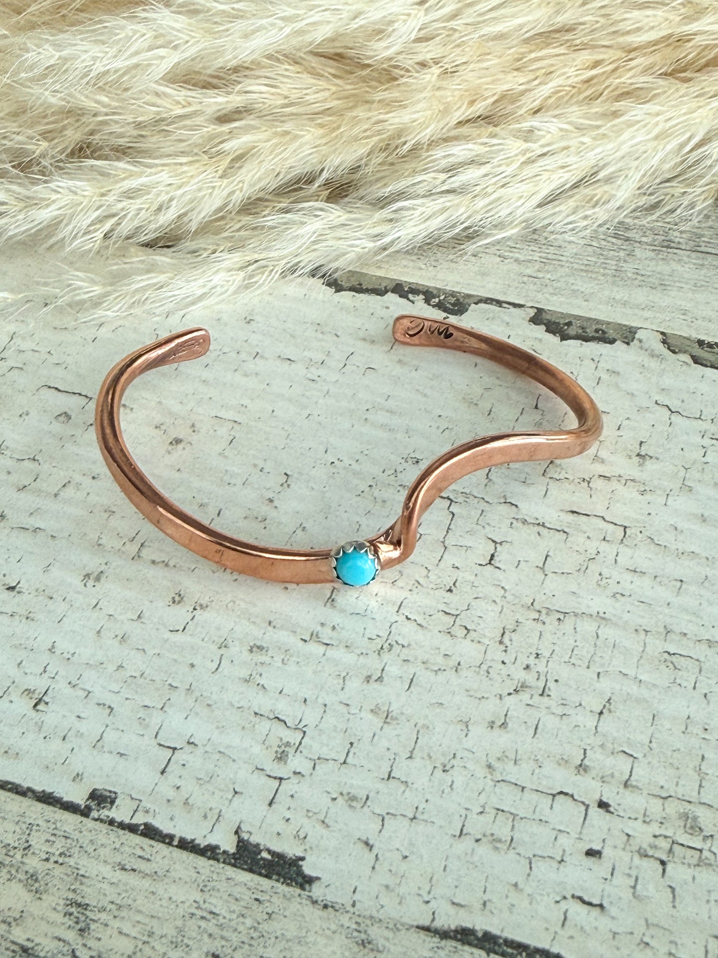 Native American Copper Cuff & Turquoise 6.5"