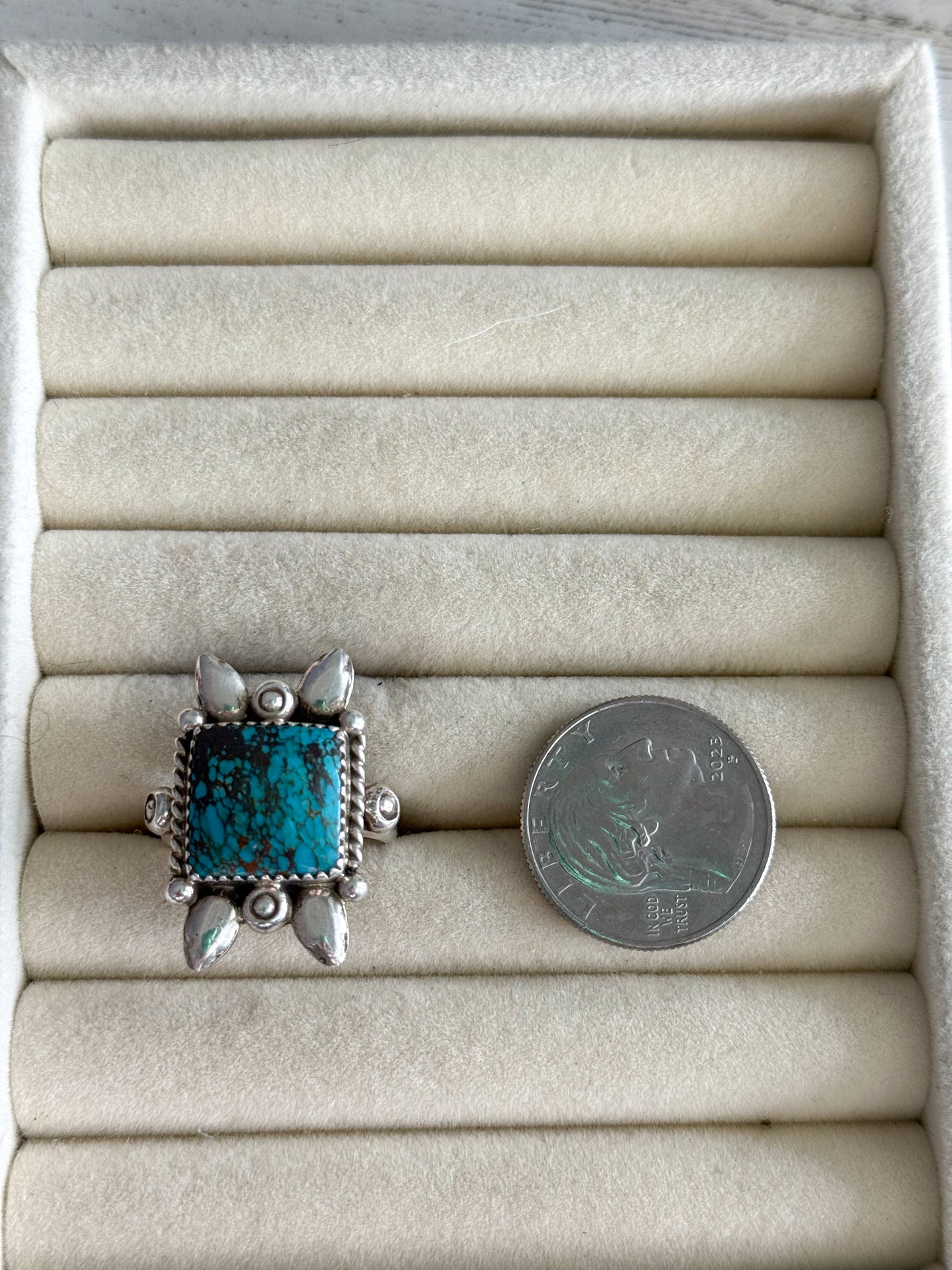 Native American Kingman Square Ring 9.5
