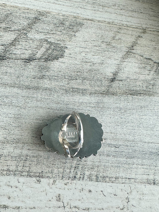 Native Made Blue & Brown Emerald Valley Turquoise Ring Size 6