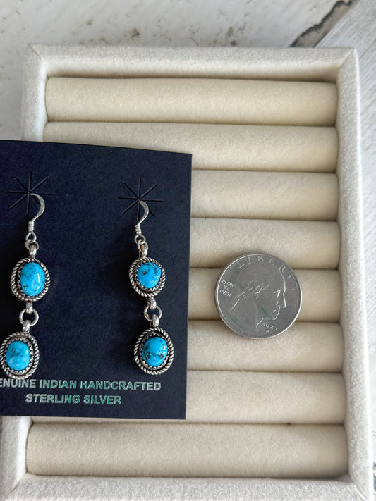 Native American Kingman Turquoise Dangle Earrings