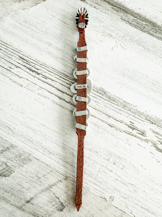 Native American Turquoise & Leather Bracelet