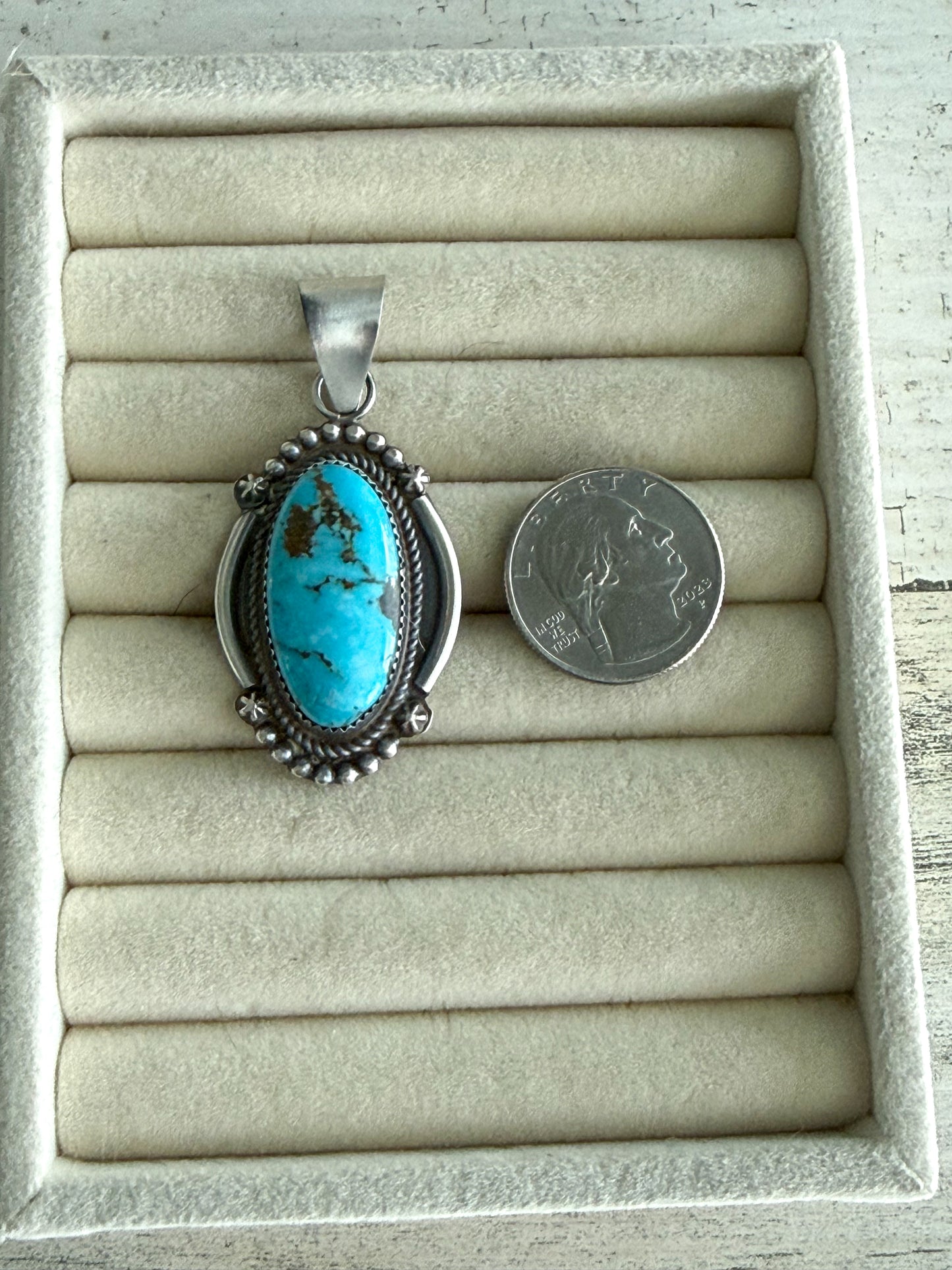 Native American Sonoran Rose Turquoise Pendant