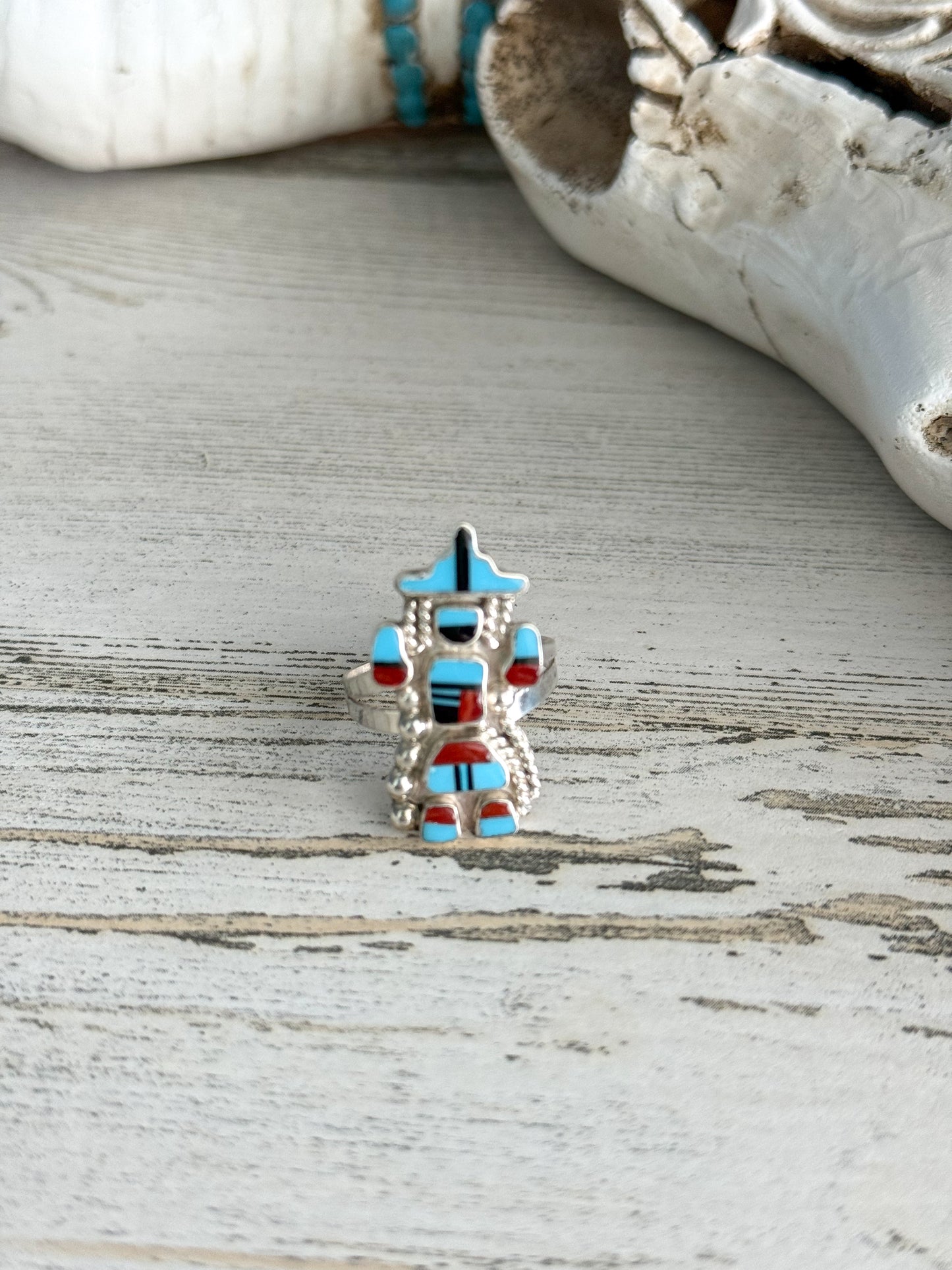 Native Made Multi Stone Zuni Ring 7.5