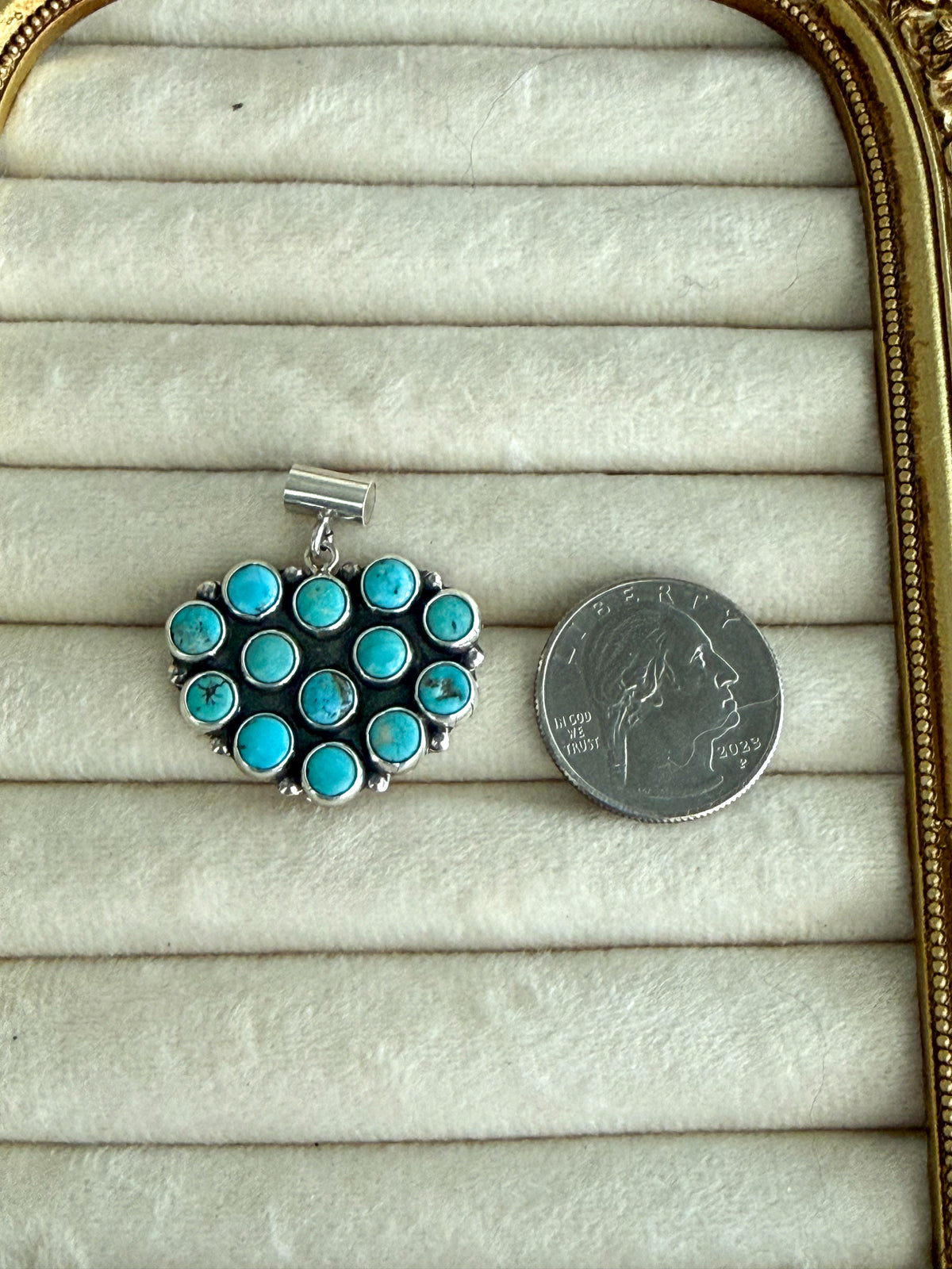 Native American Turquoise Cluster Heart Pendant