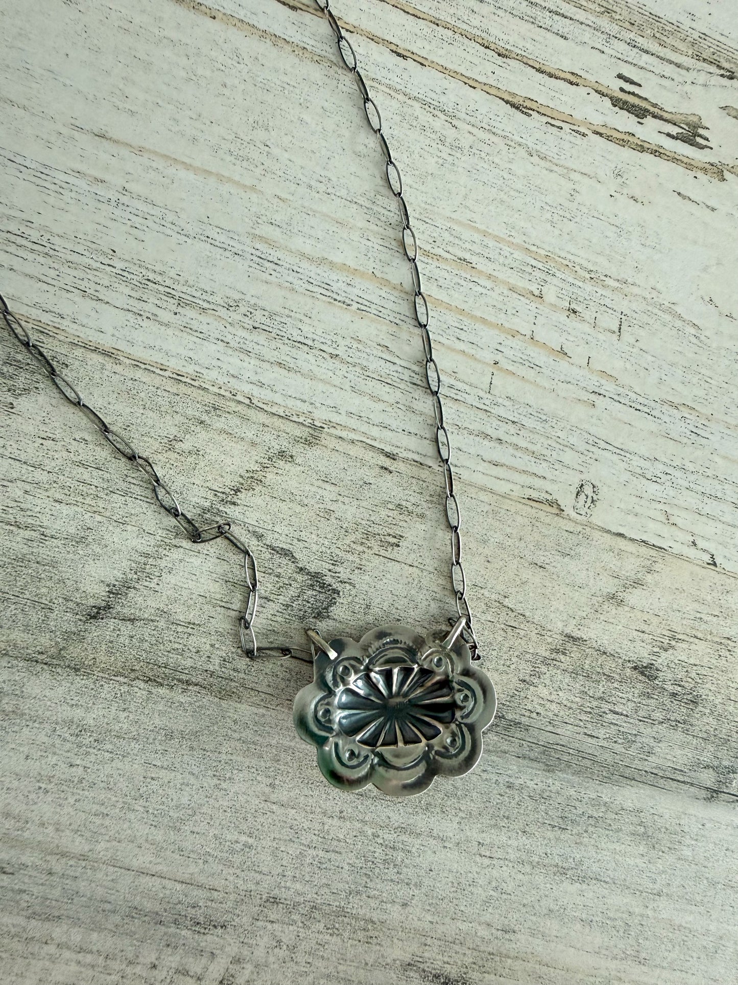 Native American Sterling Kingman Necklace 18"