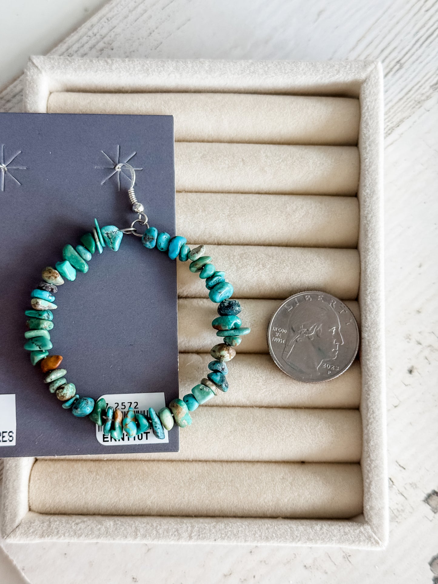 Native American Turquoise Nugget Hoop Earrings