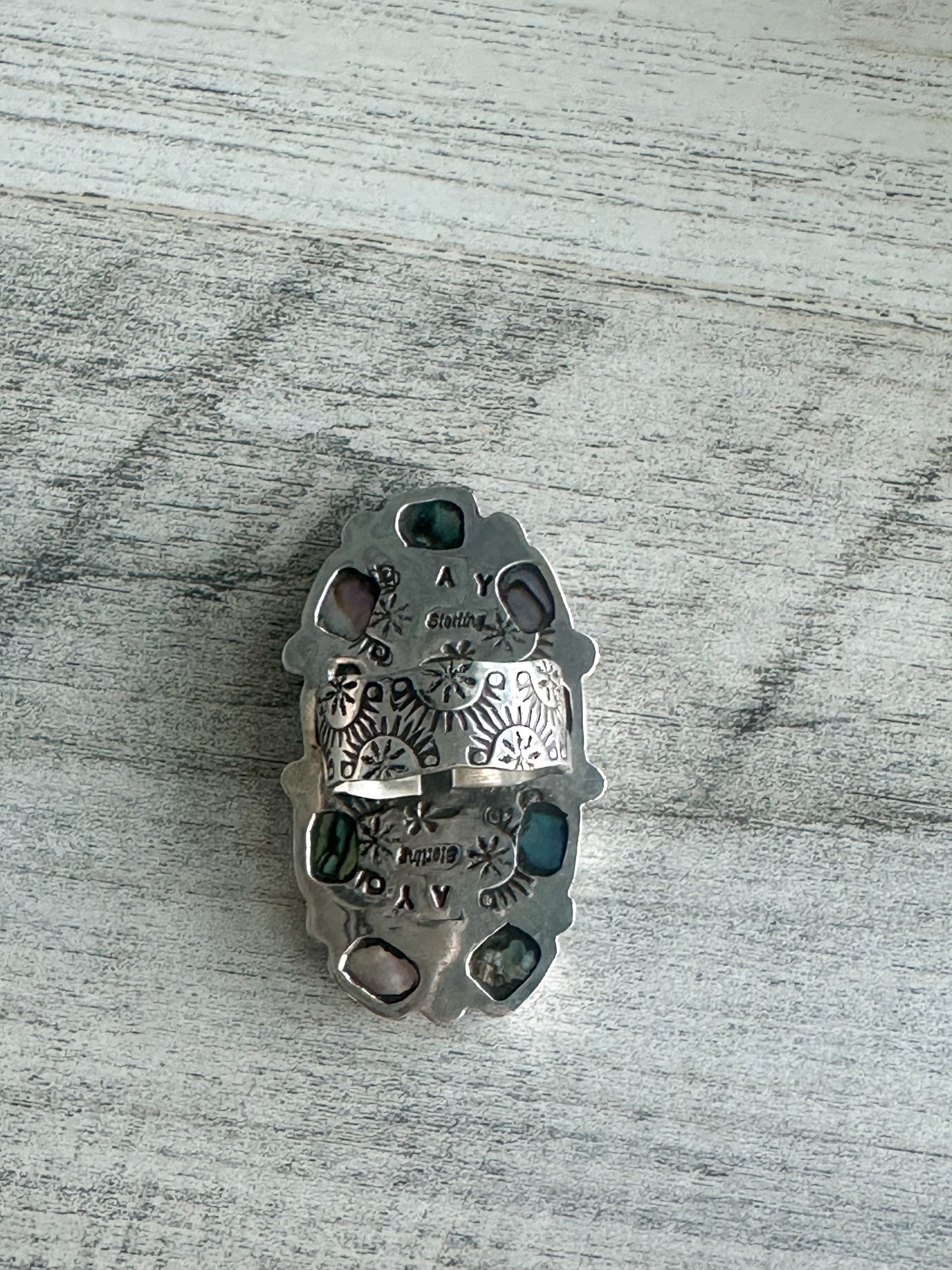 Native Made Abalone & Turquoise Adjustable Ring