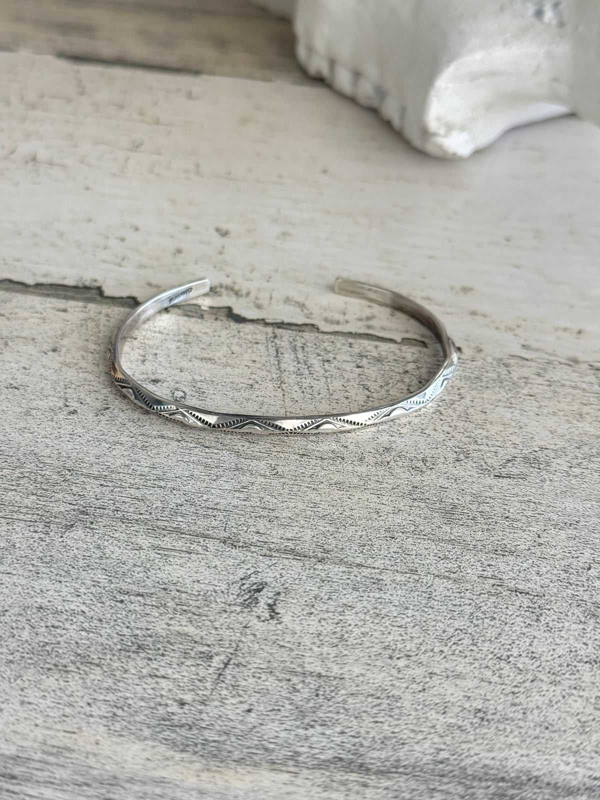 Native American Sterling Silver Stamped Stacker Cuff 6.25