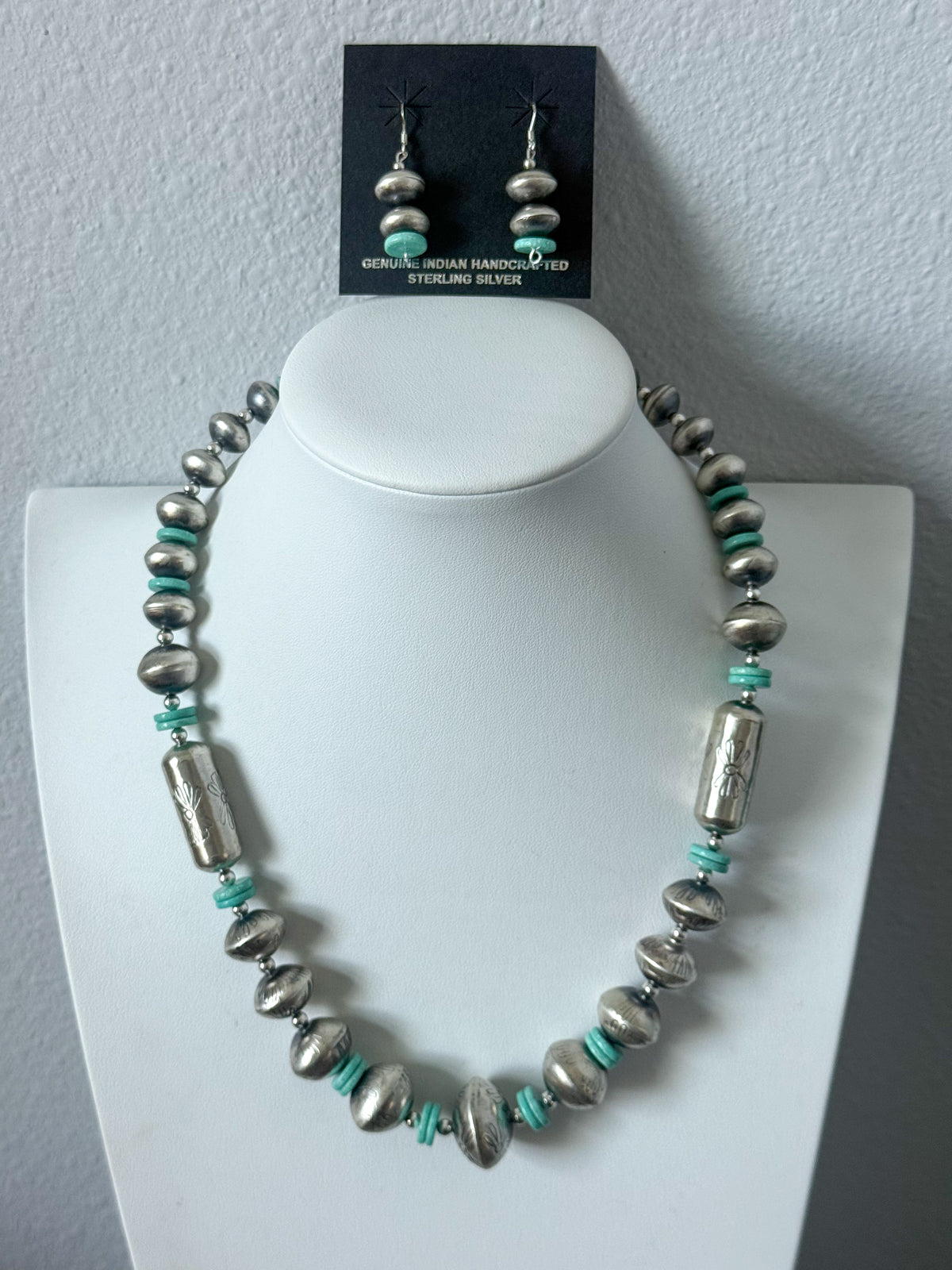 Native American Navajo Pearls 20" & Turquoise Set
