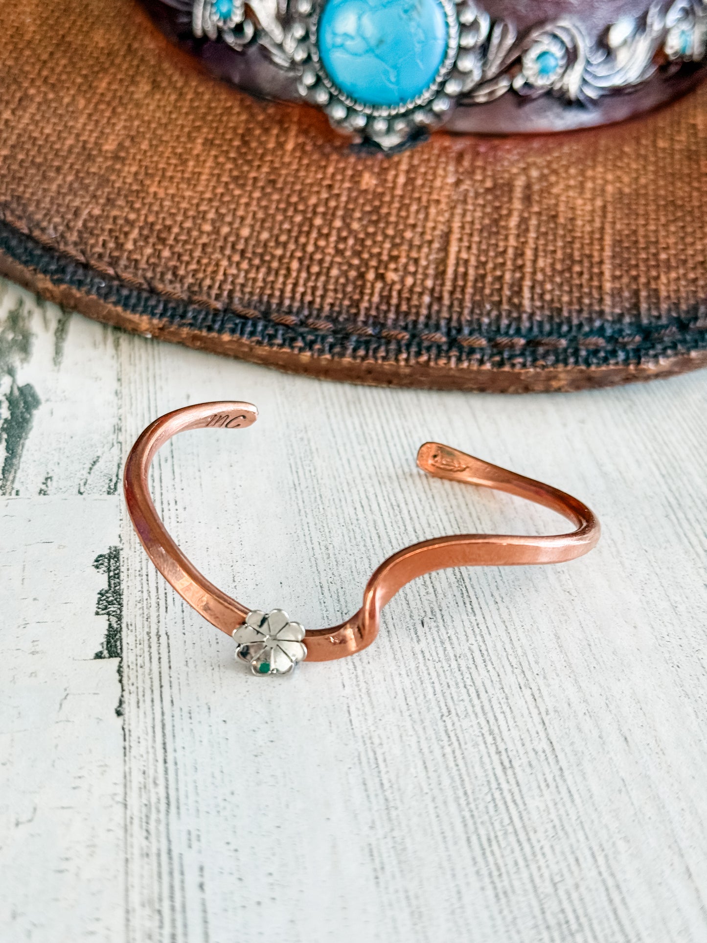 Native American Copper & Nickel Bracelet 6.5"