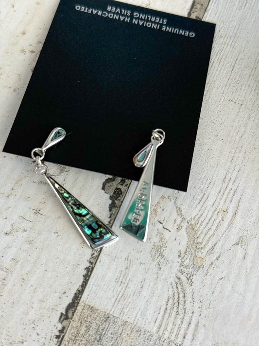 Native American Sterling & Inlaid Abalone Dangles