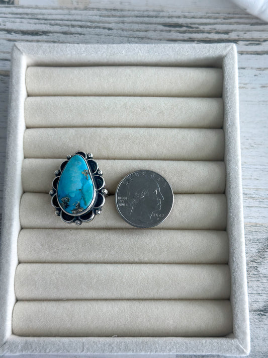 Native Made Blue Emerald Valley Turquoise Ring Size 8