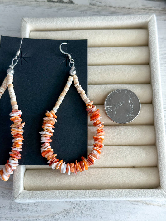 Native American Mixed Spiny Nugget & Heishi Hoops