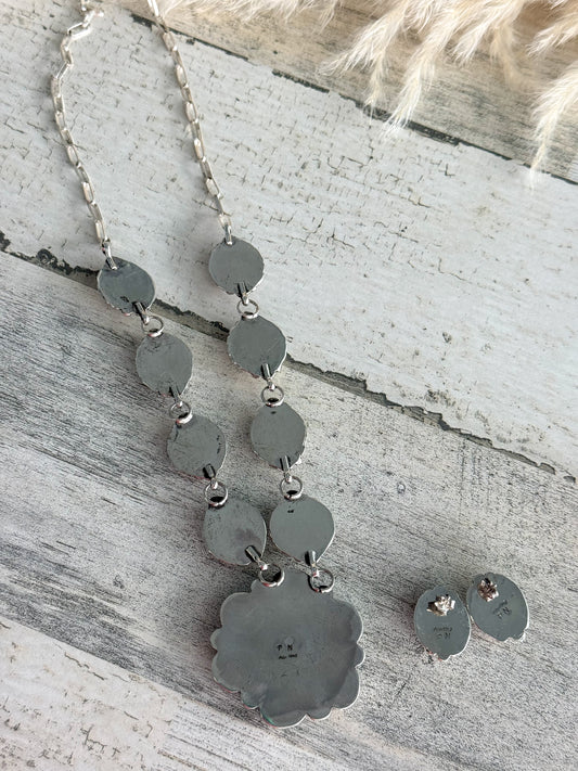 Native American Lone Mountain Cluster Necklace & Earring Set