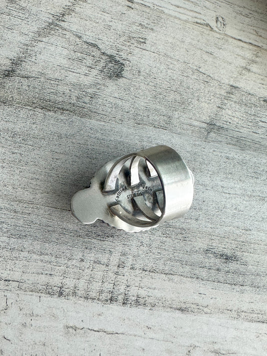 Native Made White Buffalo Ring Size 8.5