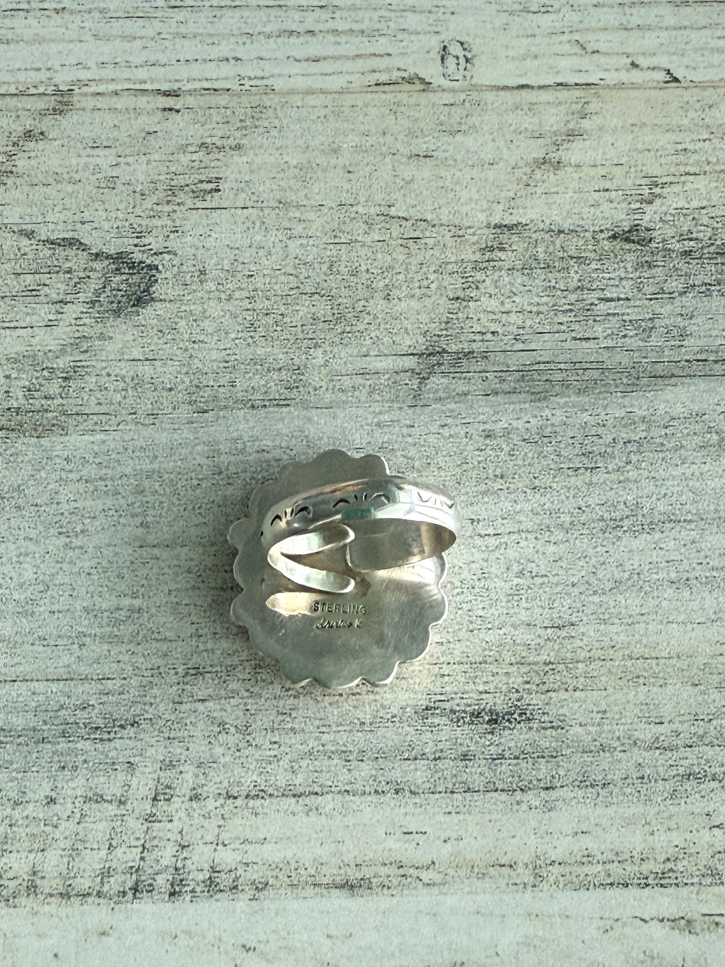 Native American Made Turquoise & Spiny Adjustable Ring