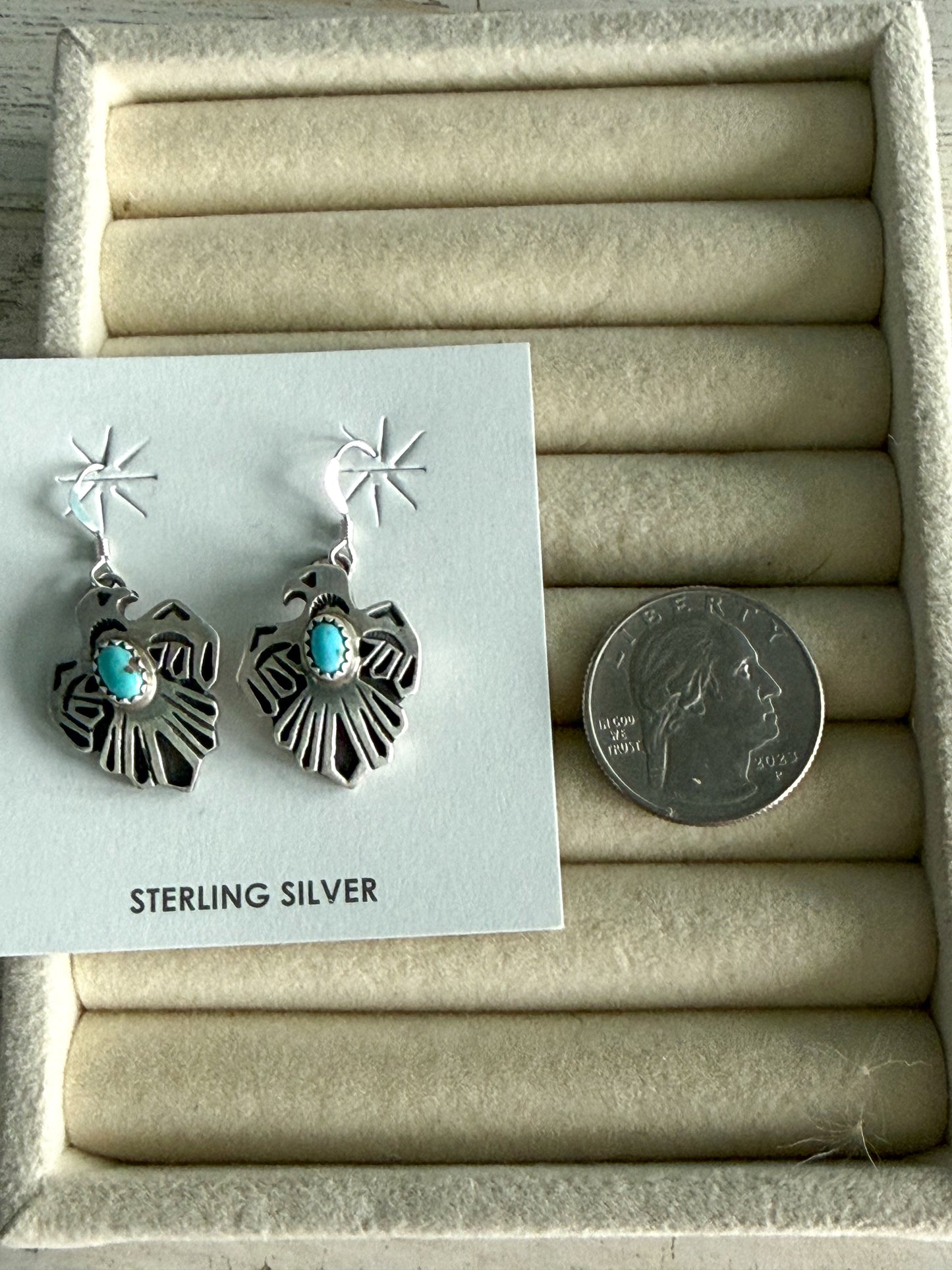 Native American Kingman Thunderbird Dangle Earrings