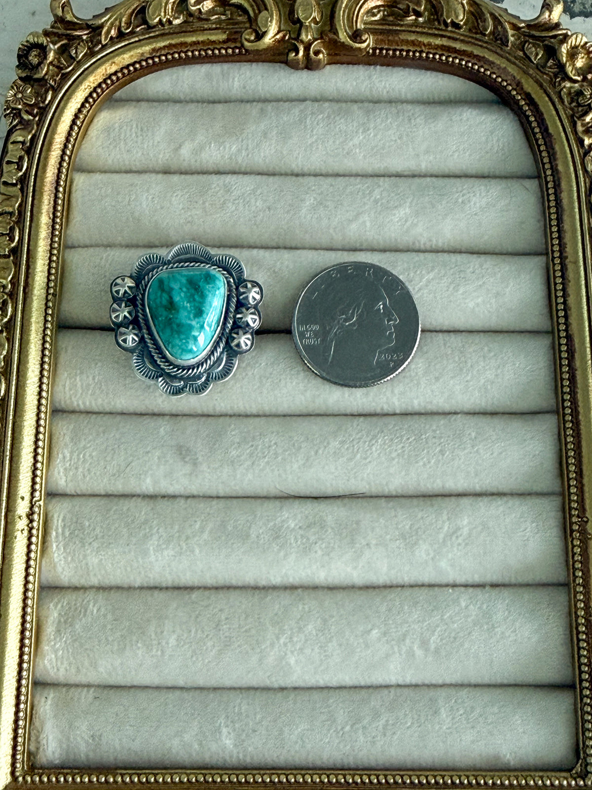 Native American Fox Turquoise Ring 8