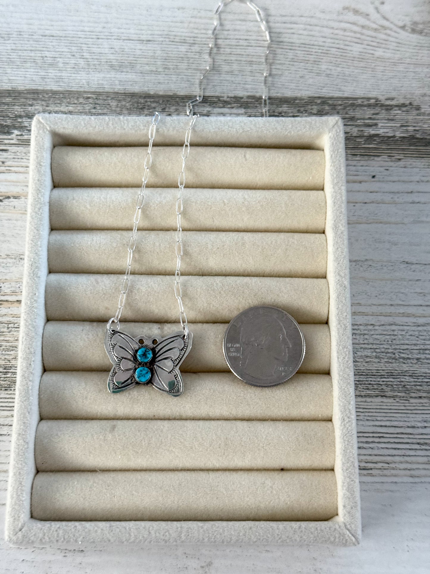 Native American Butterfly Turquoise Necklace 16"