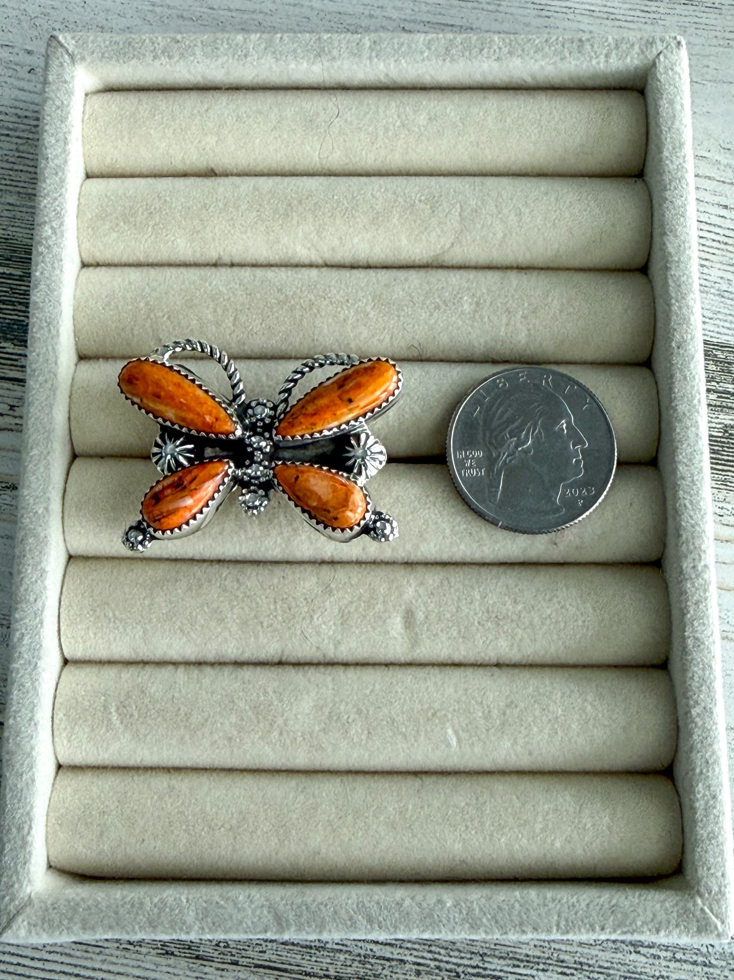 Native American Orange Spiny Butterfly Ring 9
