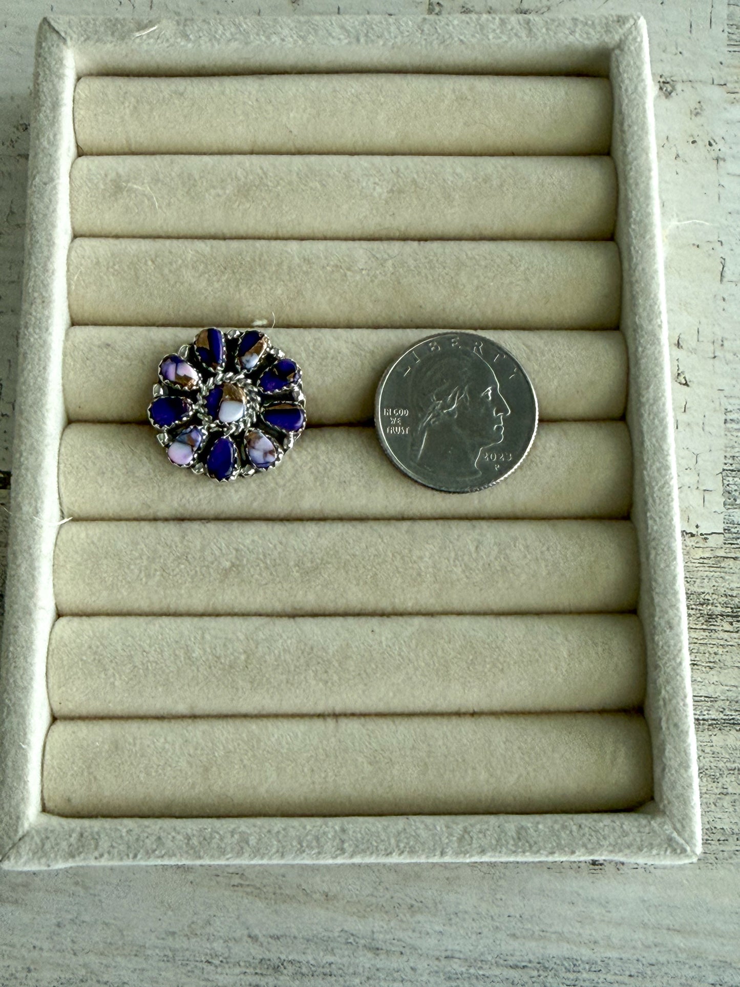 Native American Purple Dahlia Cluster Earrings