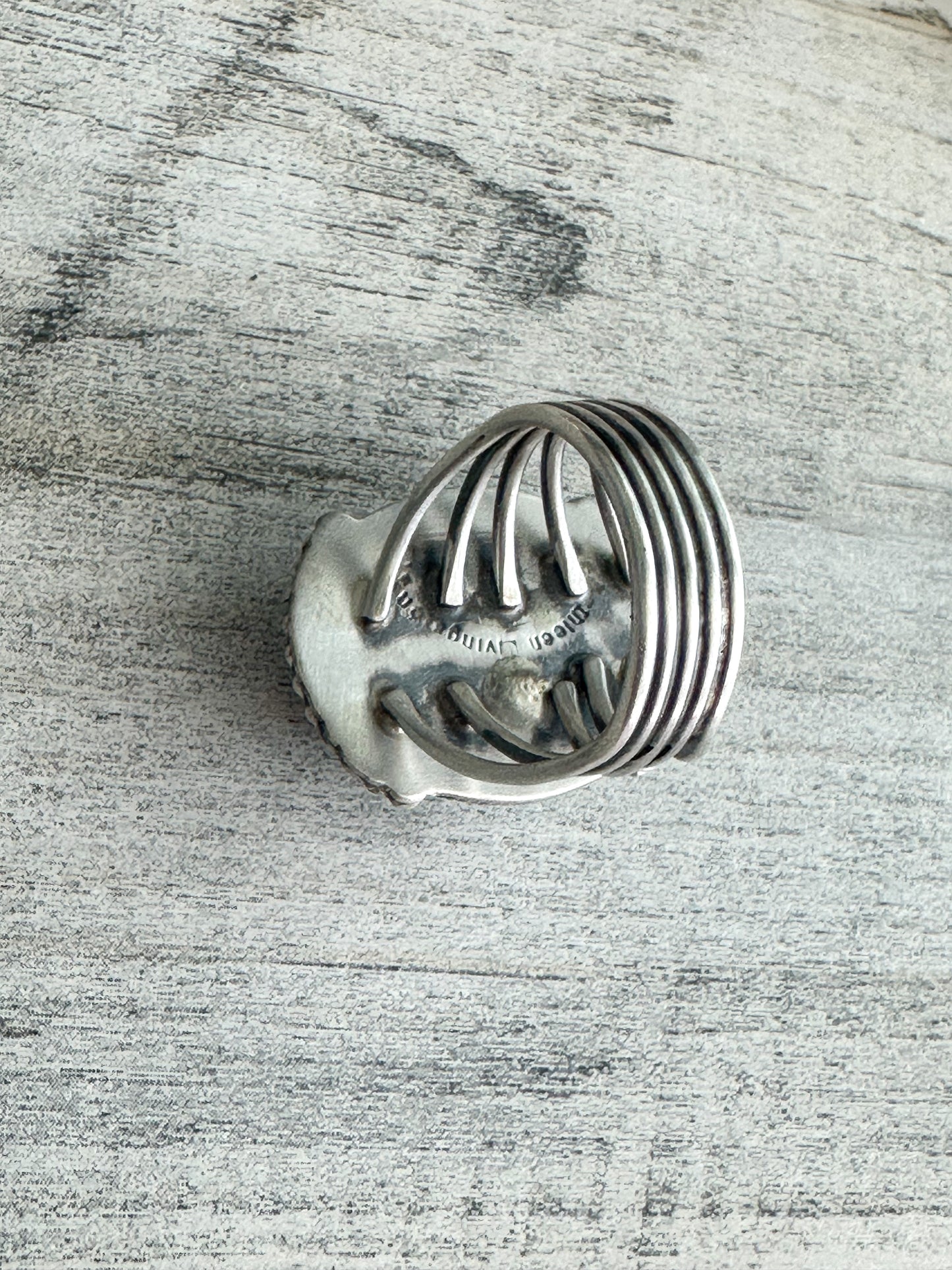 Native Made White Buffalo Ring Size 7.5