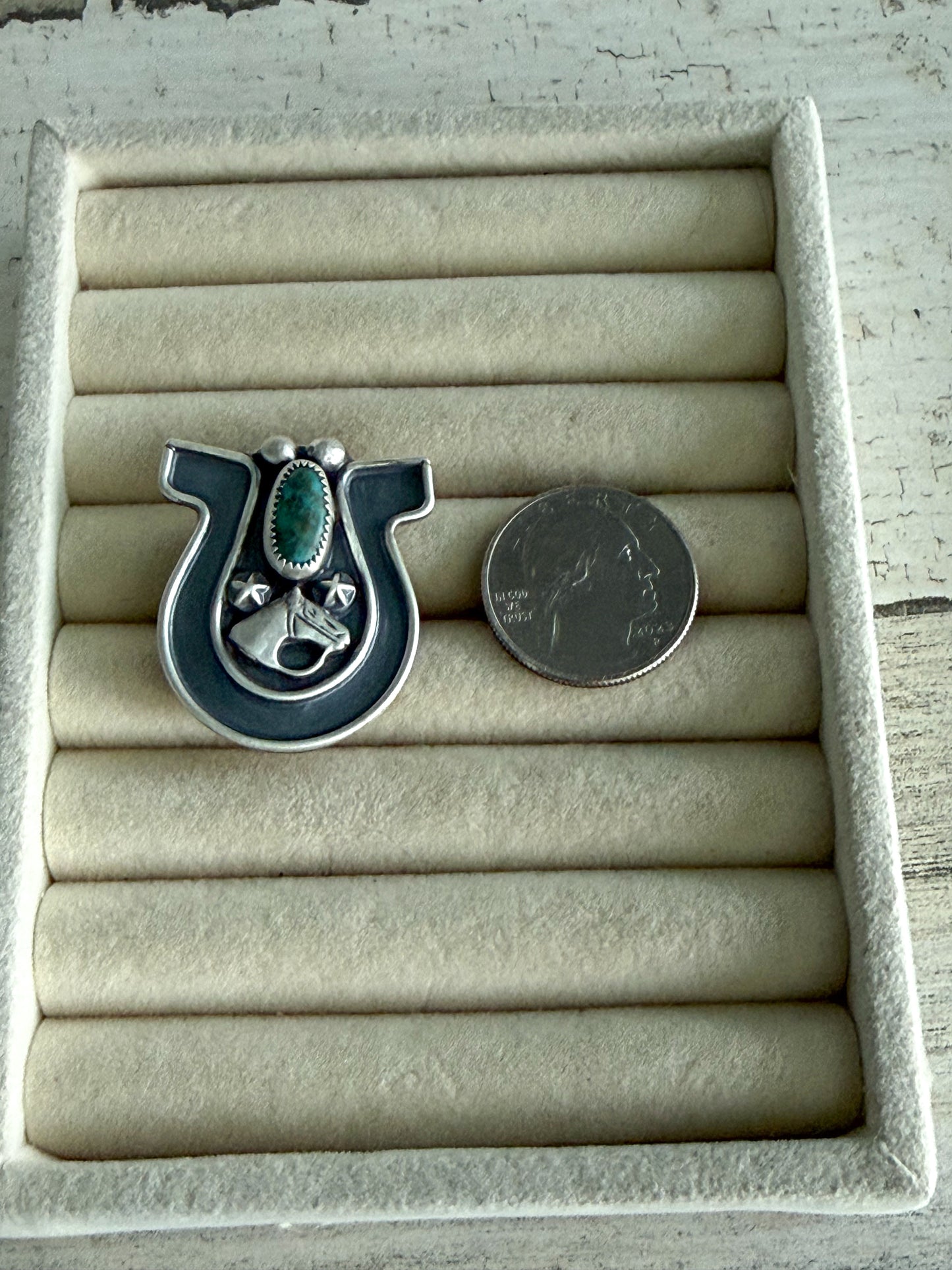 Native American Turquoise Horseshoe Ring 9