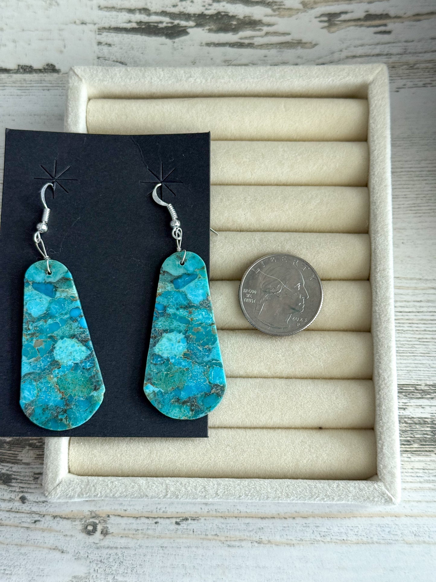 Native American Kingman Slab Dangle Earrings