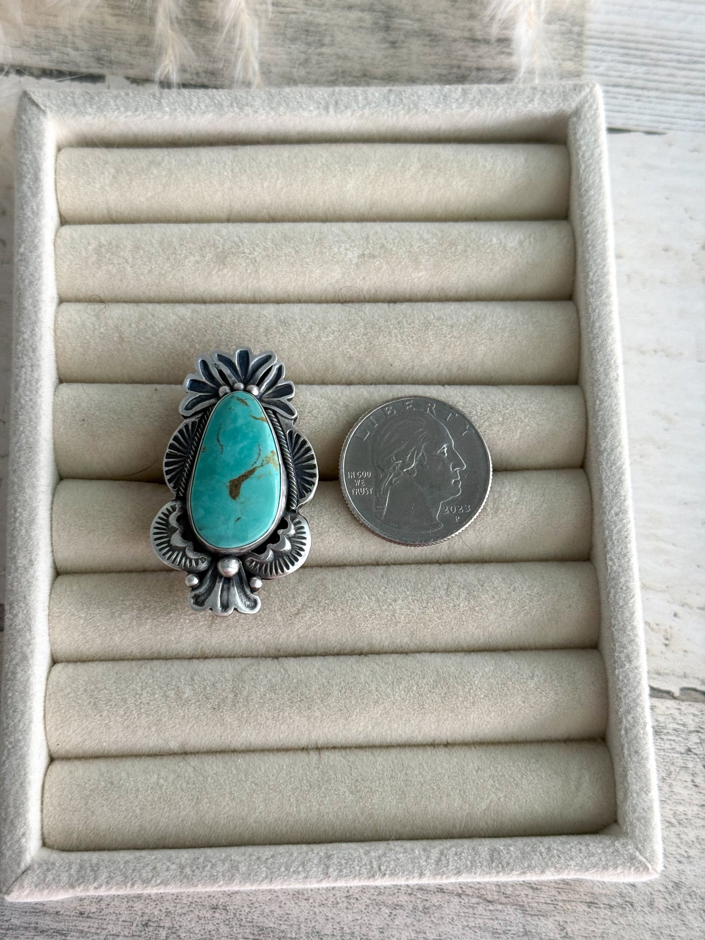 Native American Tyrone Turquoise Adjustable Ring