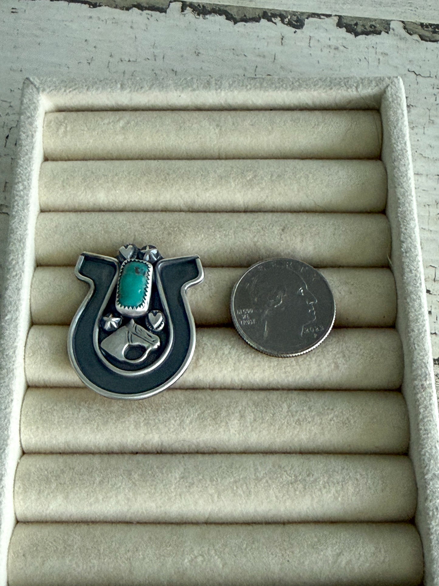 Native American Turquoise Horseshoe Ring 7.25