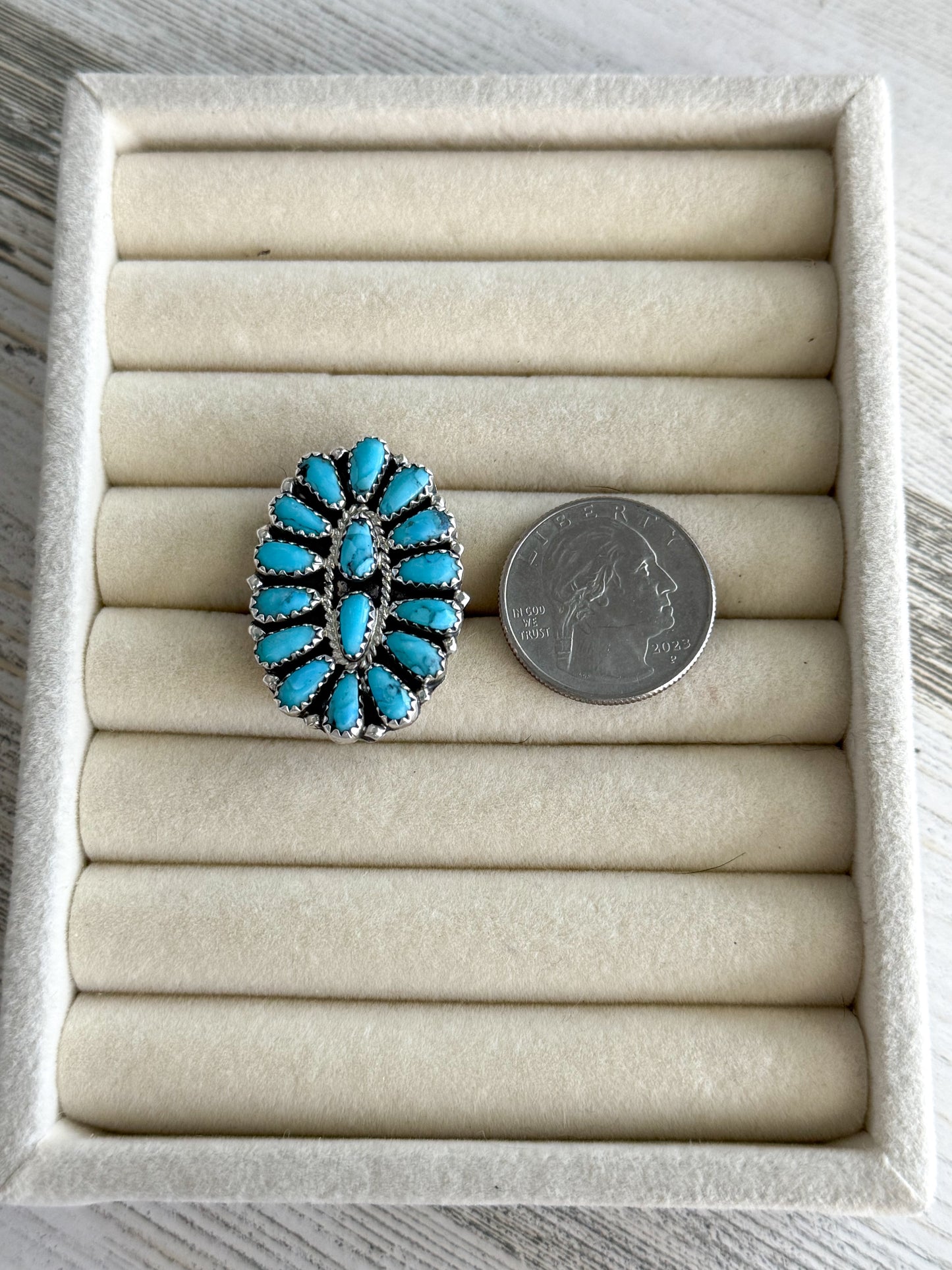 Native American Turquoise Cluster Ring 8