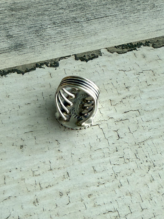 Native American White Buffalo Ring 6.5