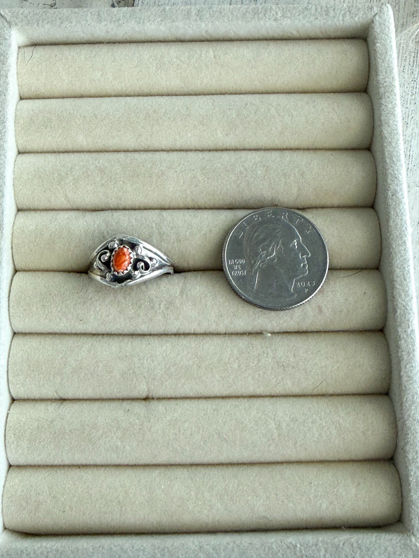 Native American Orange Spiny Ring 7.5