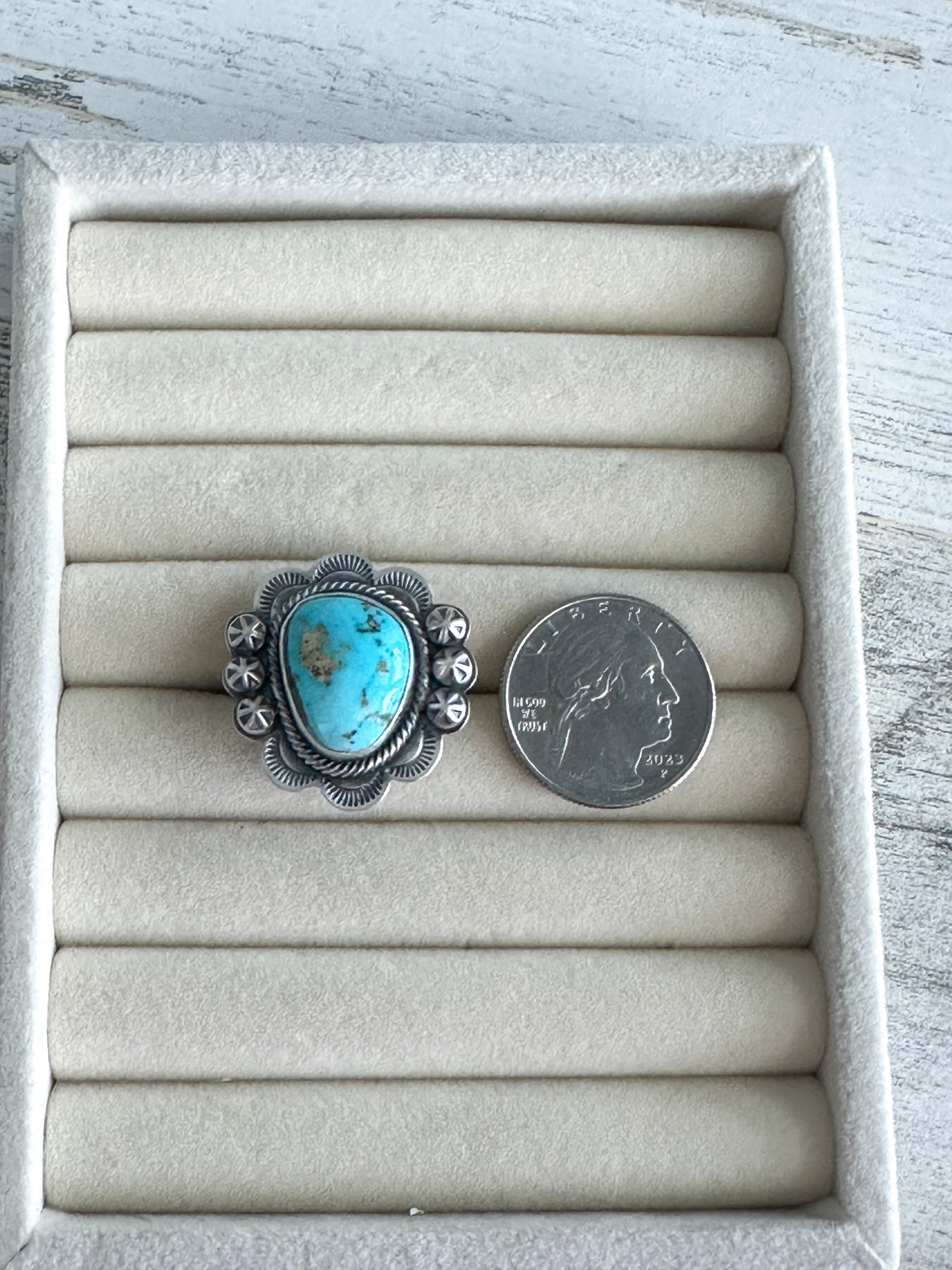 Native Made Fox Turquoise Ring Size 8.5