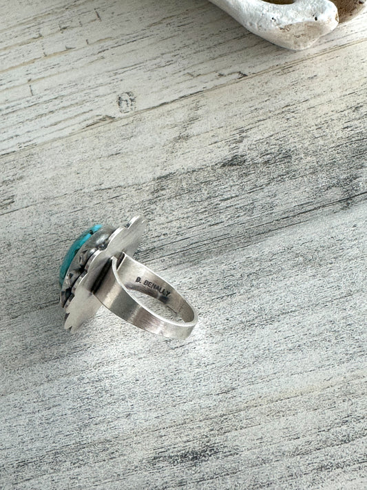 Native Made Fox Turquoise Ring Size 8.5